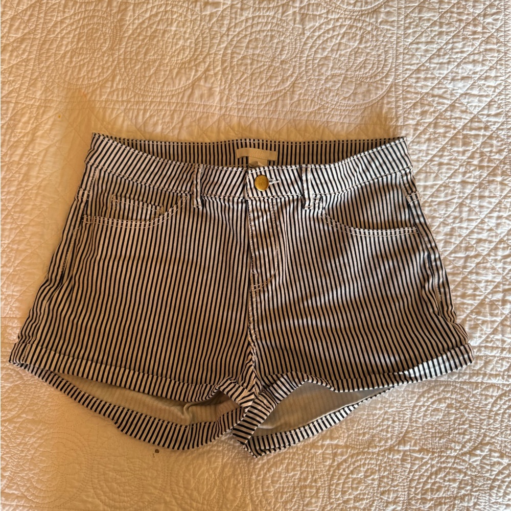 H&M Black and White Striped Jean Shorts